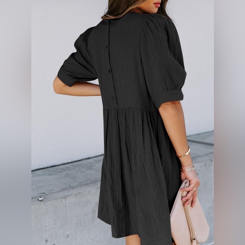 NWT 100% cotton Dokotoo Womens Empire Waist Mini Short Swing Skater Dress - Picture 4 of 8